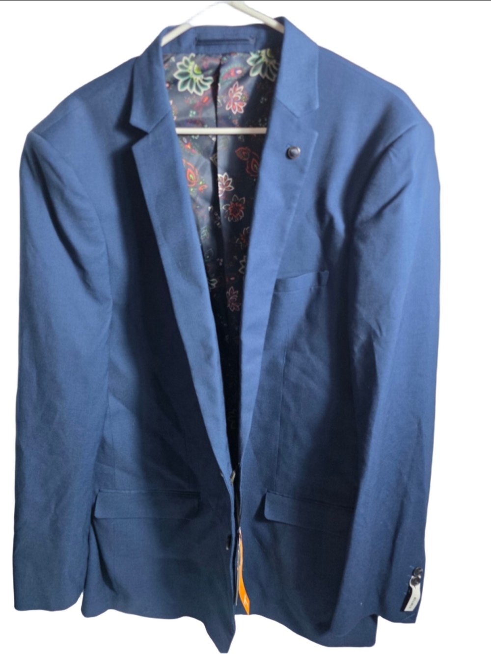 Men's Johnny Bigg Blue Sport Coat Blazer with Floral Lining 46L wedding office